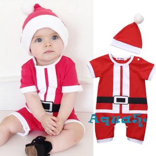 ✿Bộ Áo liền quần Đỏ + Mũ Hóa Trang Ông Già Noel Dễ Thương Cho Bé