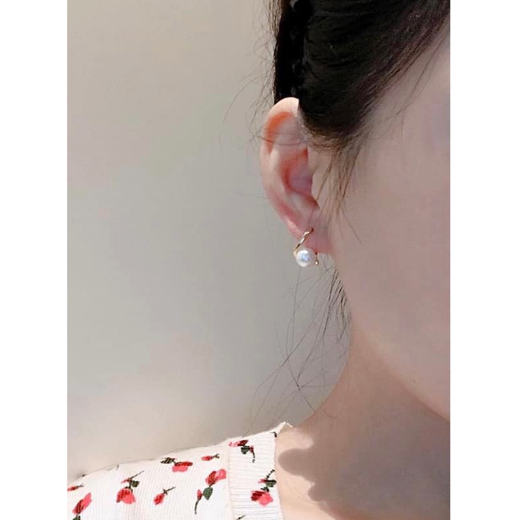 Bông tai bạc nữ PANSY đính ngọc trai nhân tạo, khuyên tai nữ bằng bạc ta