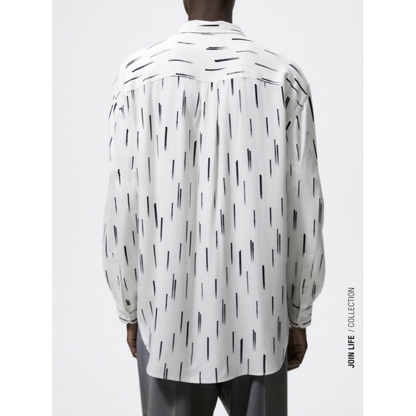 Áo sơ mi dài tay Zara authentic ABSTRACT PRINT size M