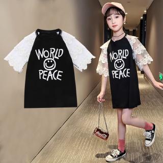 Áo Thun Phối Ren Kiểu Dáng Xinh Xắn Cho Bé Gái