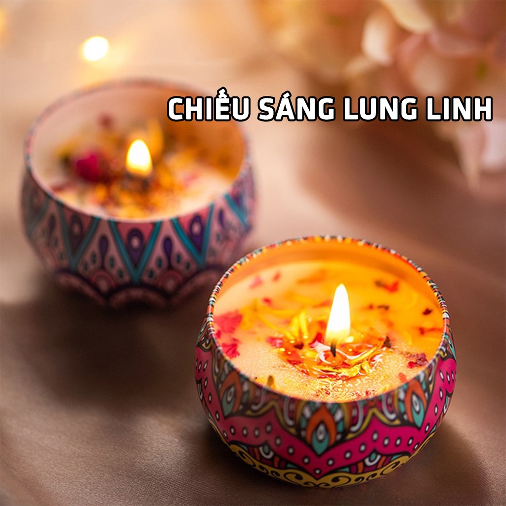 Nến Thơm Sáp Thơm Hoa Khô Cao cấp [Chọn Mùi - Có Hộp Tặng] Làm Từ Sáp Đậu Nành Tự Nhiên Khử Mùi Trang Trí Phòng Nhà Ở