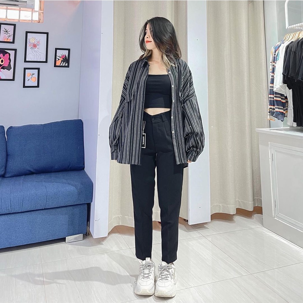 Quần vải baggy nữ lưng cao dài đẹp mặc đi học đi làm LADY BG01