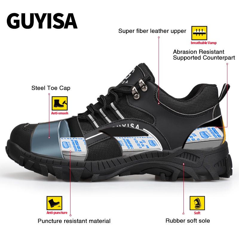 Giày bảo hộ GUYISA thiết kế mũi thép chống đâm thủng chống mòn an toàn cho nam