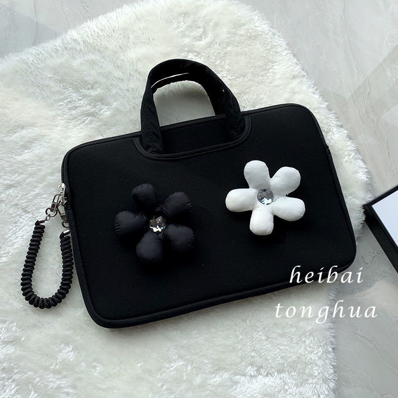 Túi họa tiết hoa trắng đen sang trọng đựng máy tính xách tay 11inch
