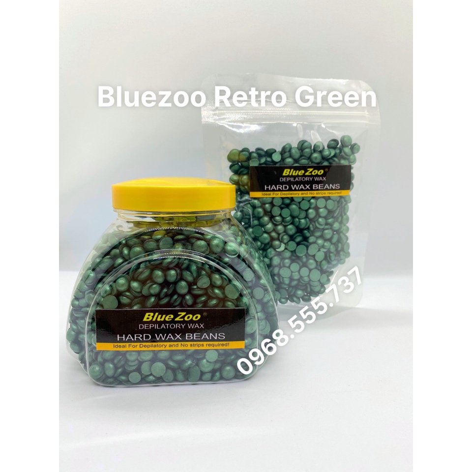 100g Sáp wax lông Bluezoo Retro Premier Trà xanh Nhũ Preal Kháng khuẩn siêu bám lông