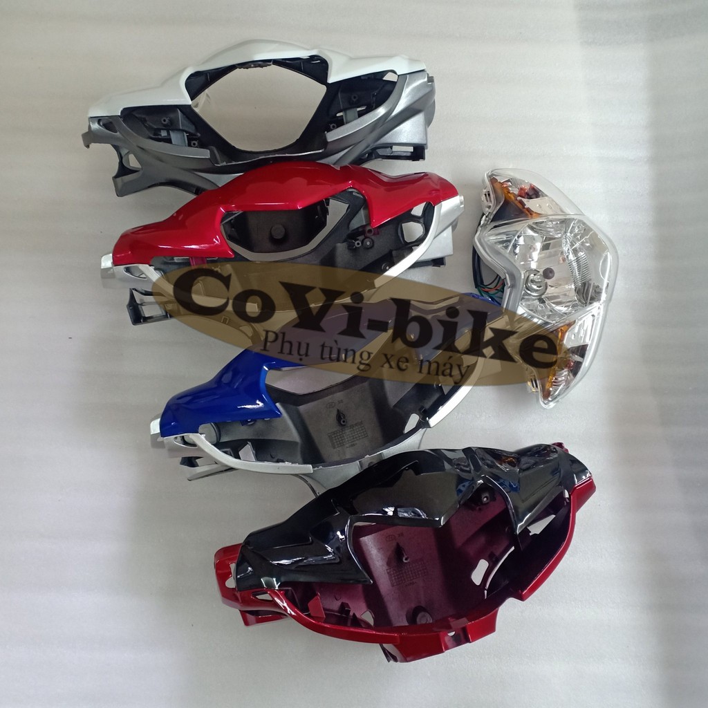Trọn bộ ốp đầu đèn 4 món cho xe Wave RSX110 đời 2010 đến 2012 kèm pha đèn có bóng siêu sáng