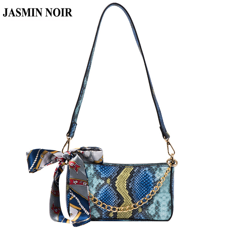 Túi Xách JASMIN NOIR Đeo Vai Họa Tiết Giả Da Rắn Thời Trang Sành Điệu Cho Nữ