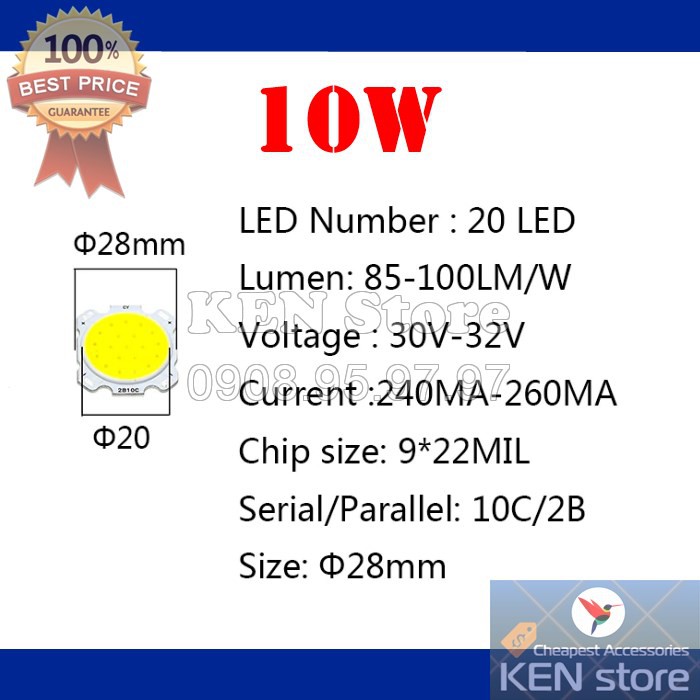 Bóng led 3W 5W 7W 10W 12W 15W đường kính 28mm