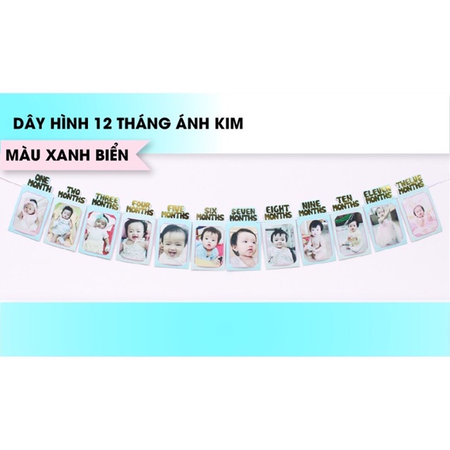 Bộ 12 khung hình 12 tháng ánh kim kích thước 9x13cm trang trí