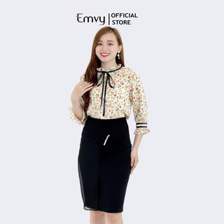 Áo sơ mi nữ Voan Tơ Họa tiết hoa EMVY- H9