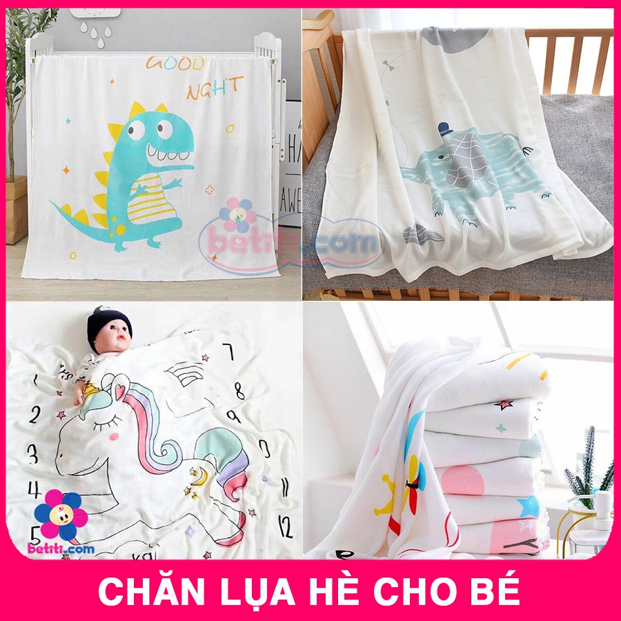 [NHIỀU MẪU] Chăn Lụa Đắp Hè Cho Bé Cao Cấp Siêu Mềm Nằm Điều Hòa 2 Lớp - Chăn Hè Thu Cho Bé