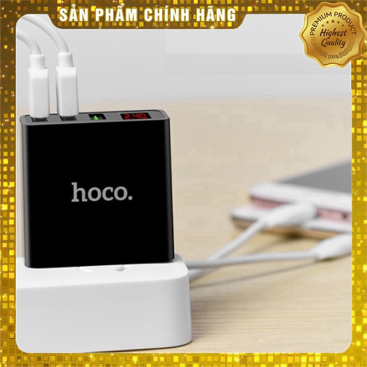 Củ sạc nhanh 3 cổng nhãn hiệu Hoco HC-C15- màu đen AD