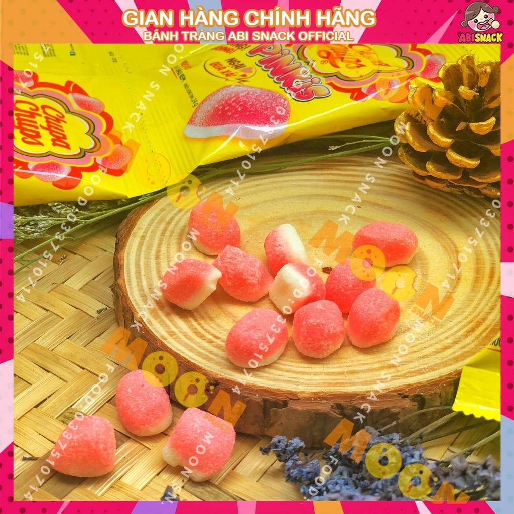 Chupa chups kẹo dẻo mây hồng pinkis hương dâu kem gói 24g siêu ngon chua ngọt gây nghiện