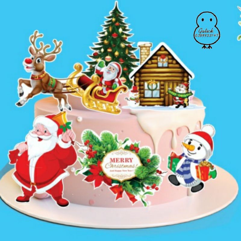 Set cắm ông già noel cưỡi tuần lộc trang trí bánh kem, bánh sinh nhật |  Shopee Việt Nam