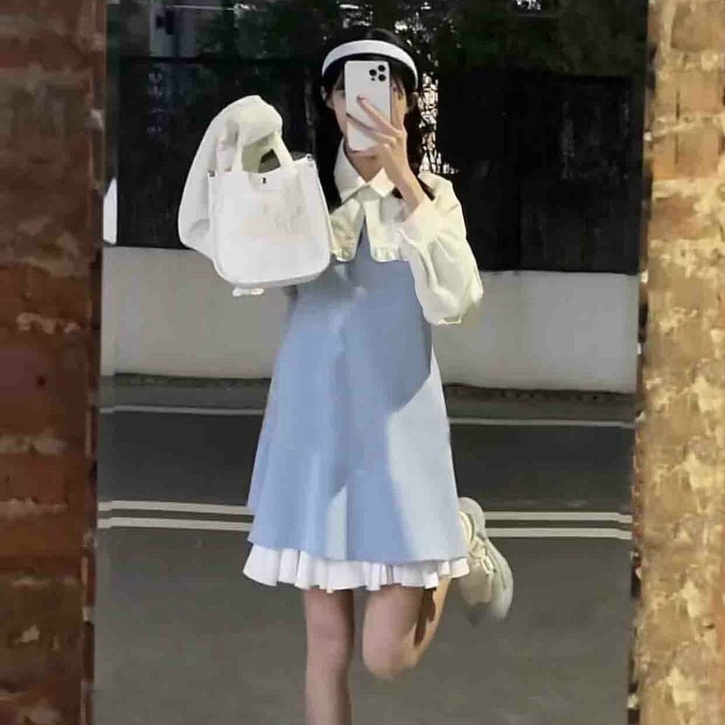 Set Áo Sơ Mi Và Chân Váy Thiết Kế Xinh Xắn Nữ Tính