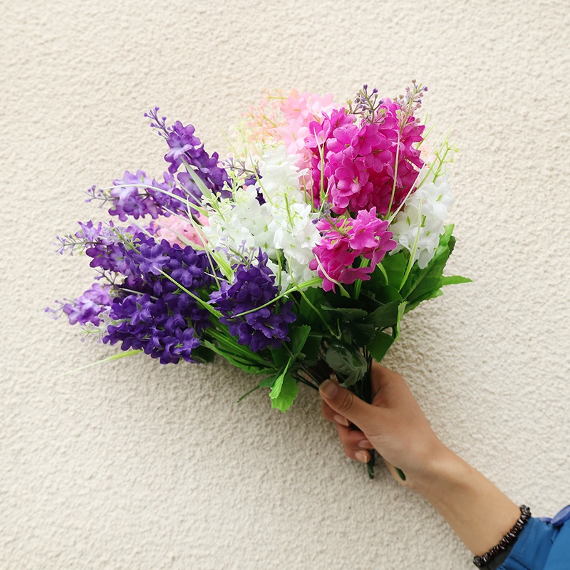 1 Bó Hoa Tím Nhân Tạo 5 Bông Dùng Trang Trí Văn Phòng/Tiệc Cưới/Giáng Sinh DIY
