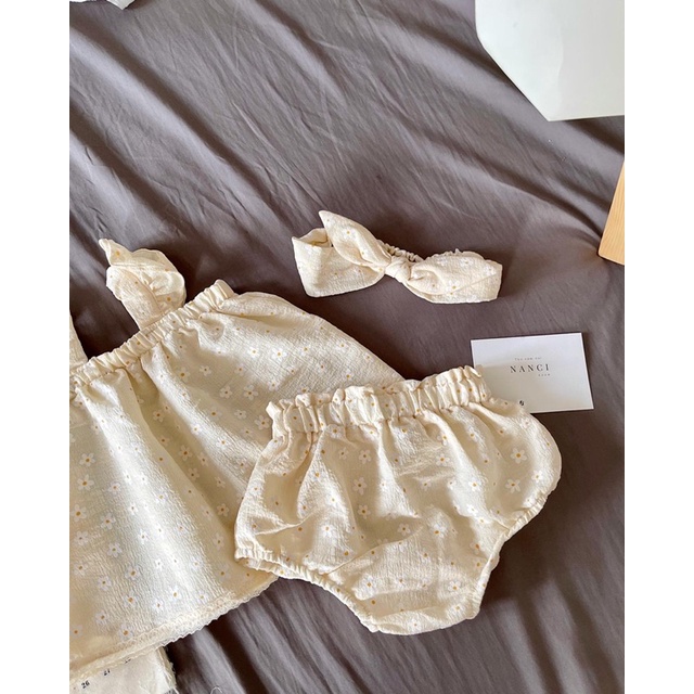 Áo + quần + turban hoa nhí vân nổi Nanci room