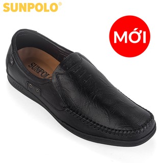 Giày Lười Giày Mọi Nam Da Bò SUNPOLO Đen - LS2098