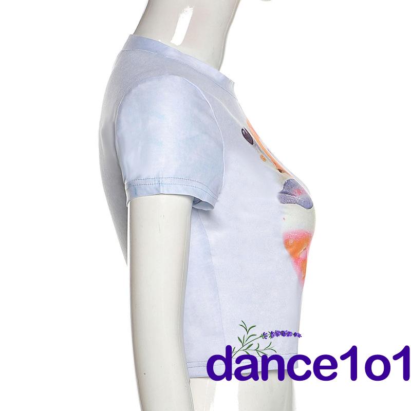 Áo thun tay ngắn họa tiết bướm nhuộm màu độc đáo quyến rũ dành cho nữ