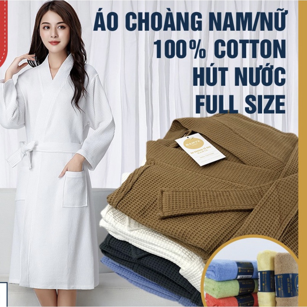 Áo choàng tắm tổ ong 100% cotton hút nước