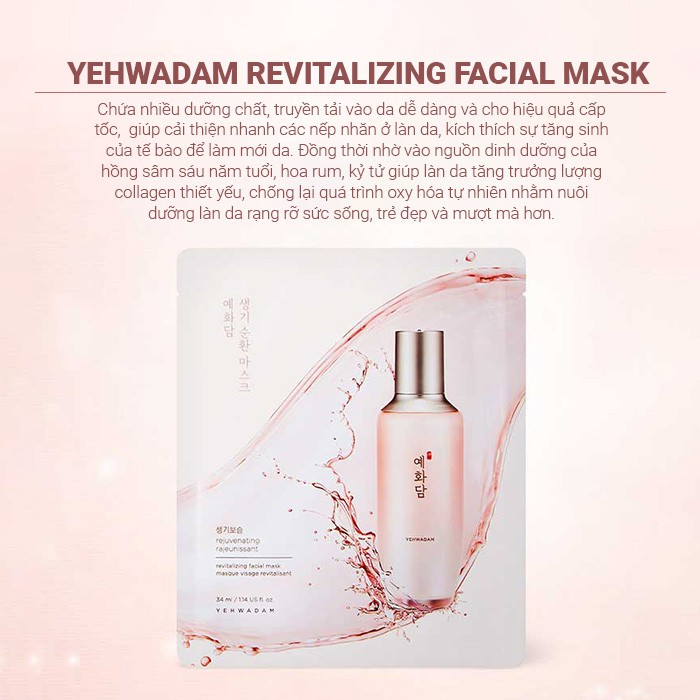 [Mã COSTFST3 -8% đơn 250K] Mặt Nạ Giấy Cung Cấp Năng Lượng Cho Da TheFaceShop Yehwadam Revitalizing Facial Mask 34ml