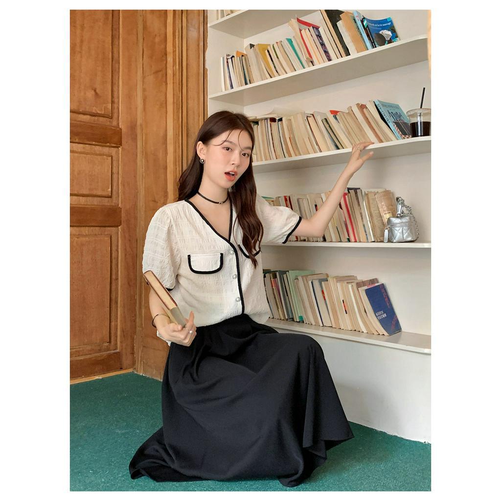 Áo Khoác Cardigan Cổ V Ngắn Tay Phối Nút Ngọc Trai Thời Trang Mùa Hè Dành Cho Nữ 6