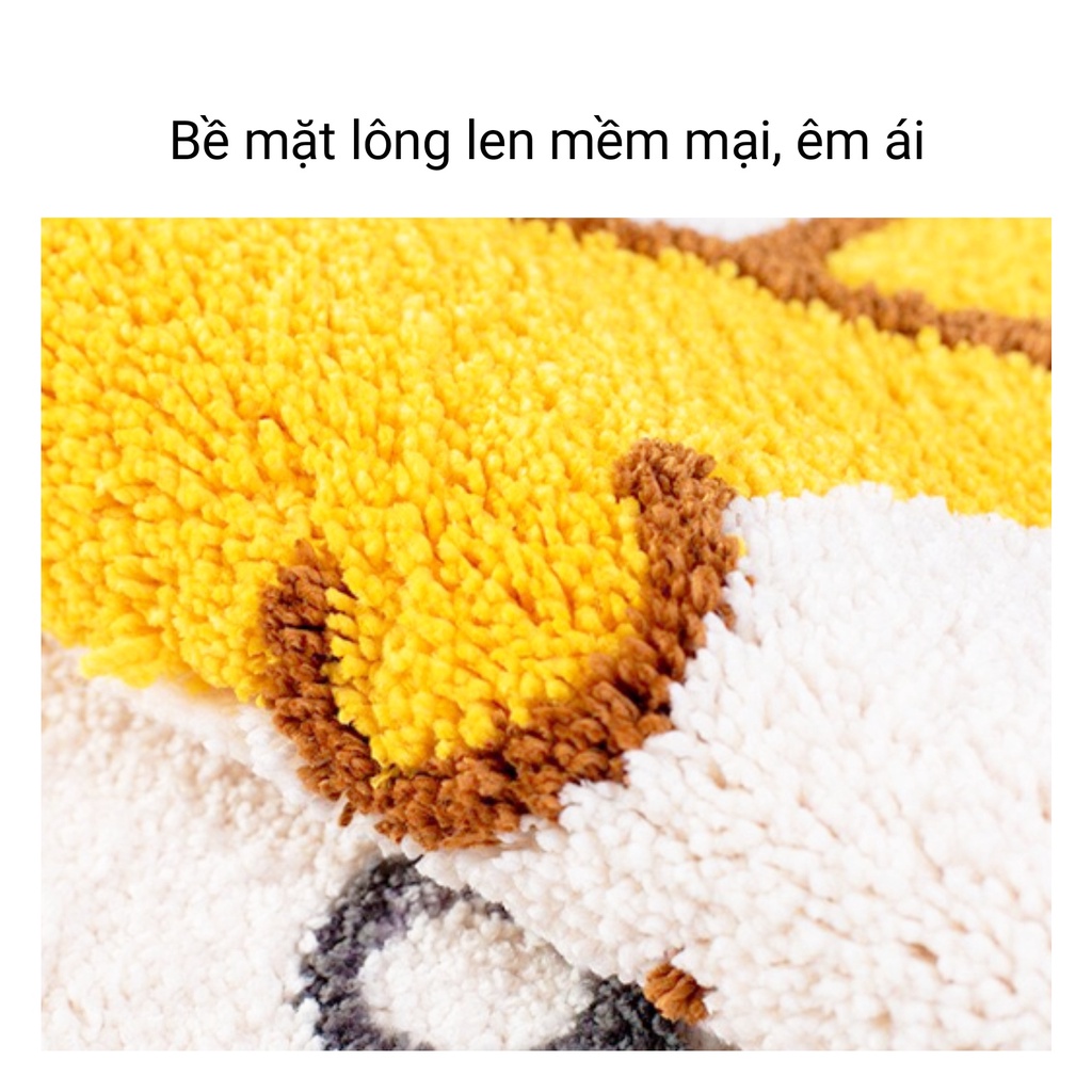 Thảm chùi chân nhà tắm, phòng khách lông len mềm mại, thấm hút, xuất NHẬT chống trượt kích thước 45x65cm
