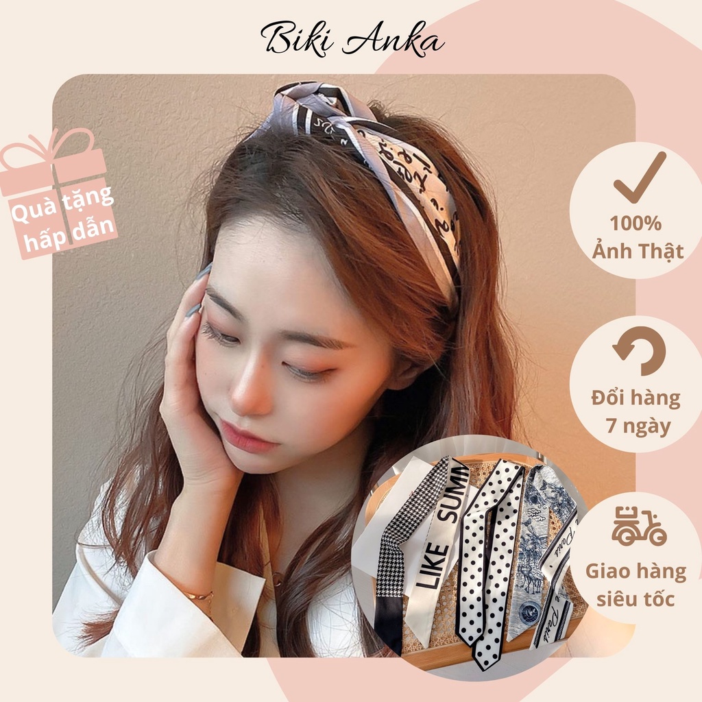 Khăn Turban Lụa Buộc Tóc Phụ Kiện Thời Trang Đa Năng Kiểu Pháp