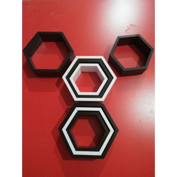 bộ 3 ô lục giác tặng kèm phụ kiện âm tường gỗ MDF lõi xanh