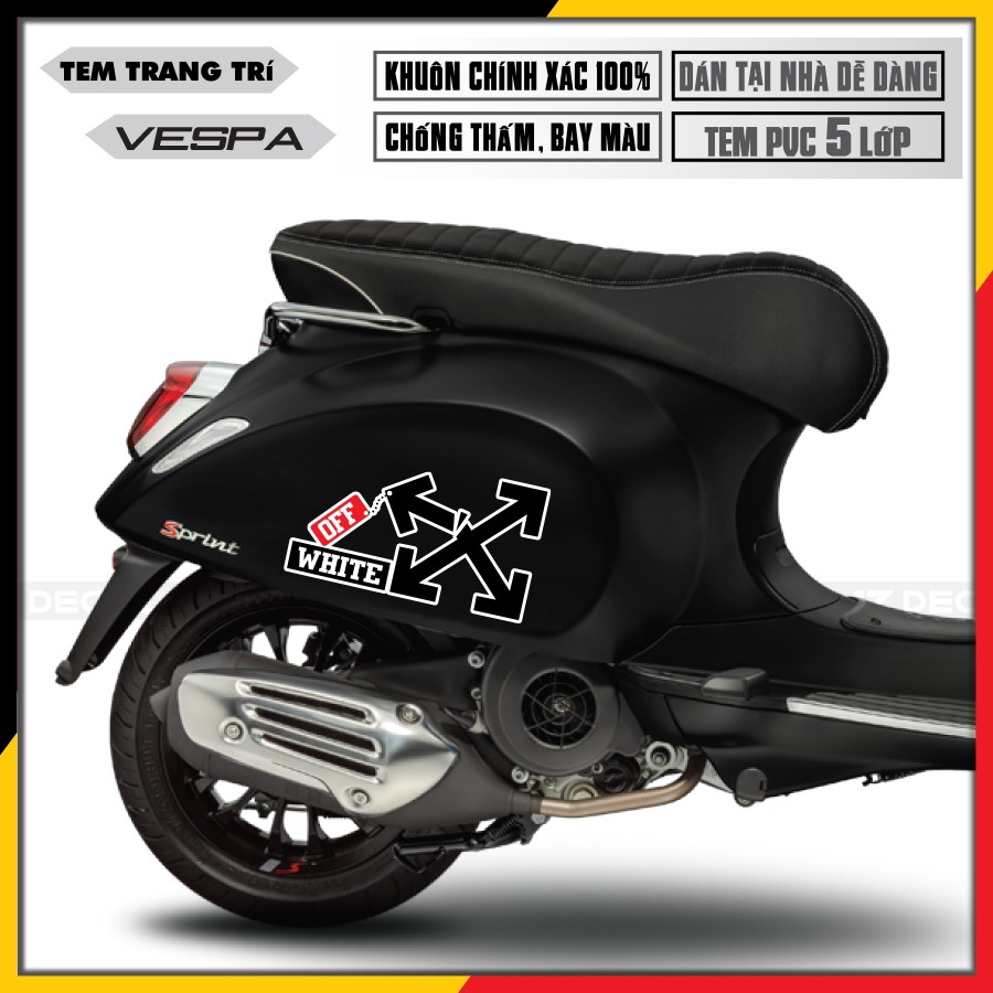 [Vespa] Tem Xe Vespa Sprint/LX/GTS Chủ Đề White OFF | VP23WOFF| Tem Xe PVC 5 Lớp Cao Cấp