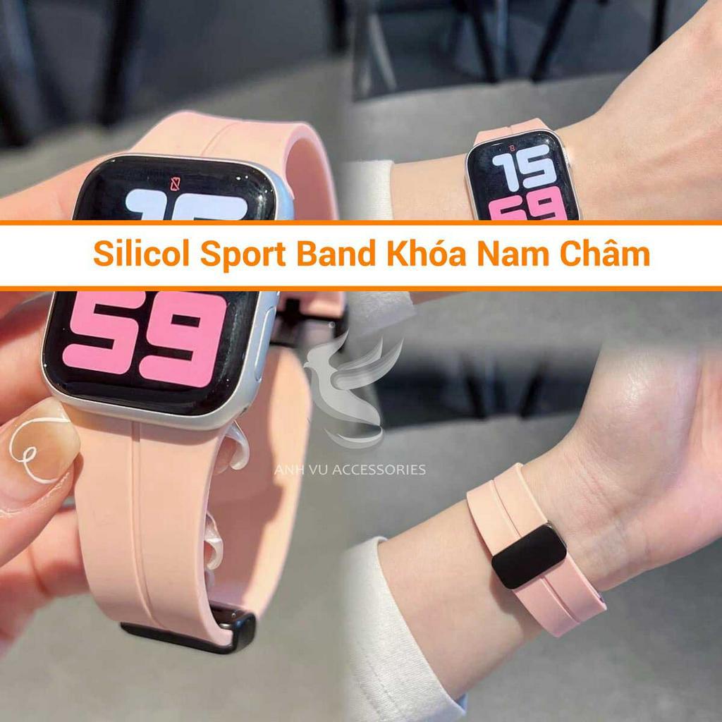 Dây cao su silicol Sport Band Khóa Nam Châm cực đẹp cho Đồng hồ thông minh, đủ size 38/40/41/42/44/45/49mm