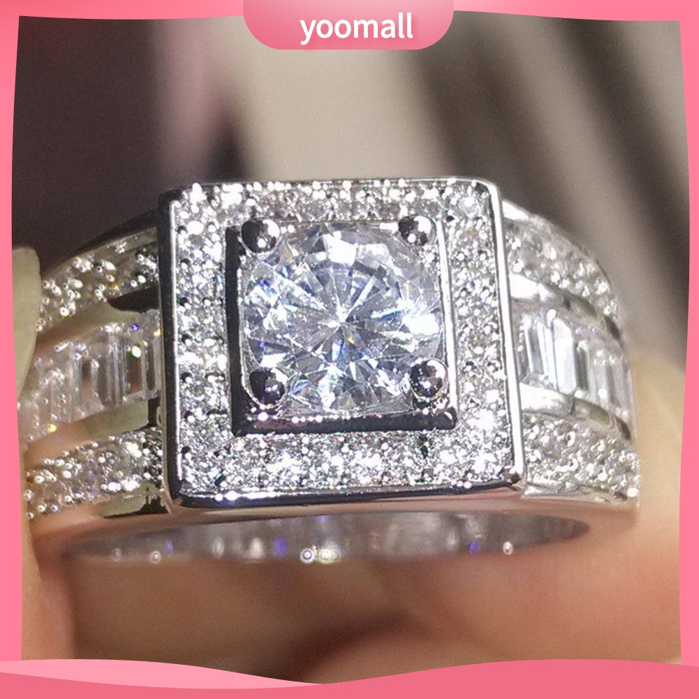 Yomall♡ Nhẫn ĐíNh Kim Cương Giả ThờI Trang Cho Nam