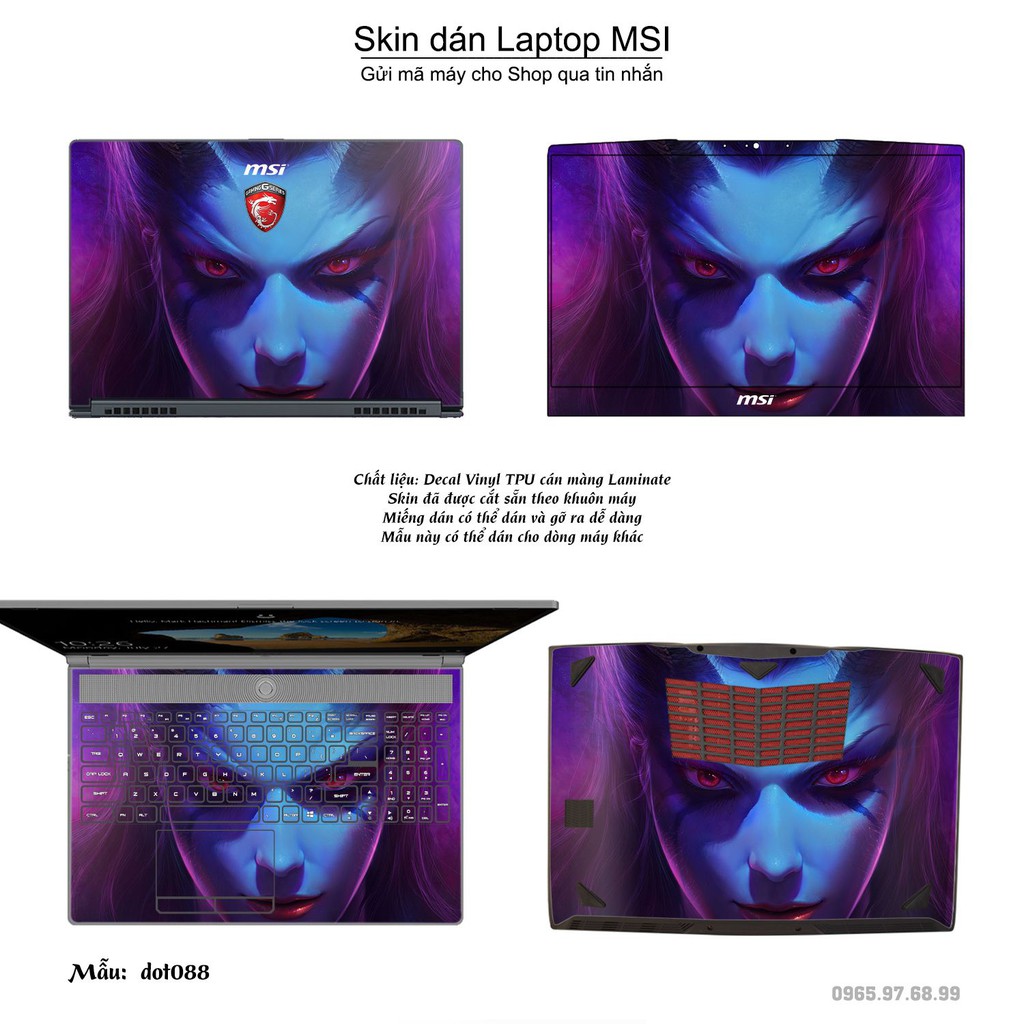 Skin dán Laptop MSI in hình Dota 2 nhiều mẫu 15 (inbox mã máy cho Shop)