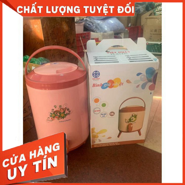 Bình Giữ Nhiệt Có Vòi Rót Và Quai Xách Nhựa Việt Nhật Loại To Cao Cấp 6L - 8L - 10L Thùng đá giữ nhiệt Cao Cấp