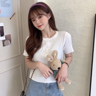 Áo len cổ tròn cúc dáng basic 7207 Ulzzang style 🌸 Hàng Quảng Châu