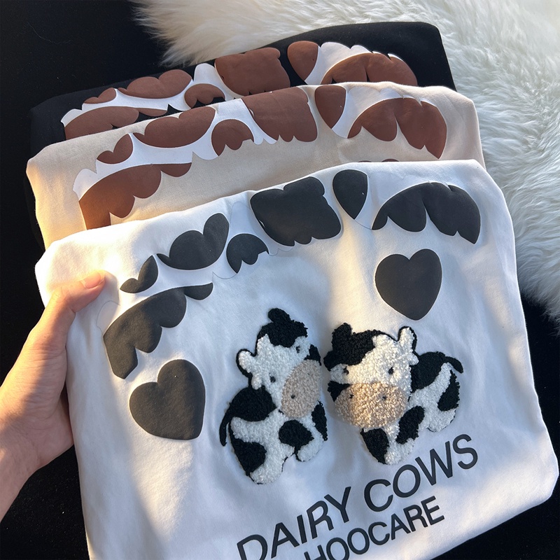 【ZHELIHANGFEI】Áo Thun oversize In Họa Tiết Sáng Tạo Phong Cách Mới Cho Nữ