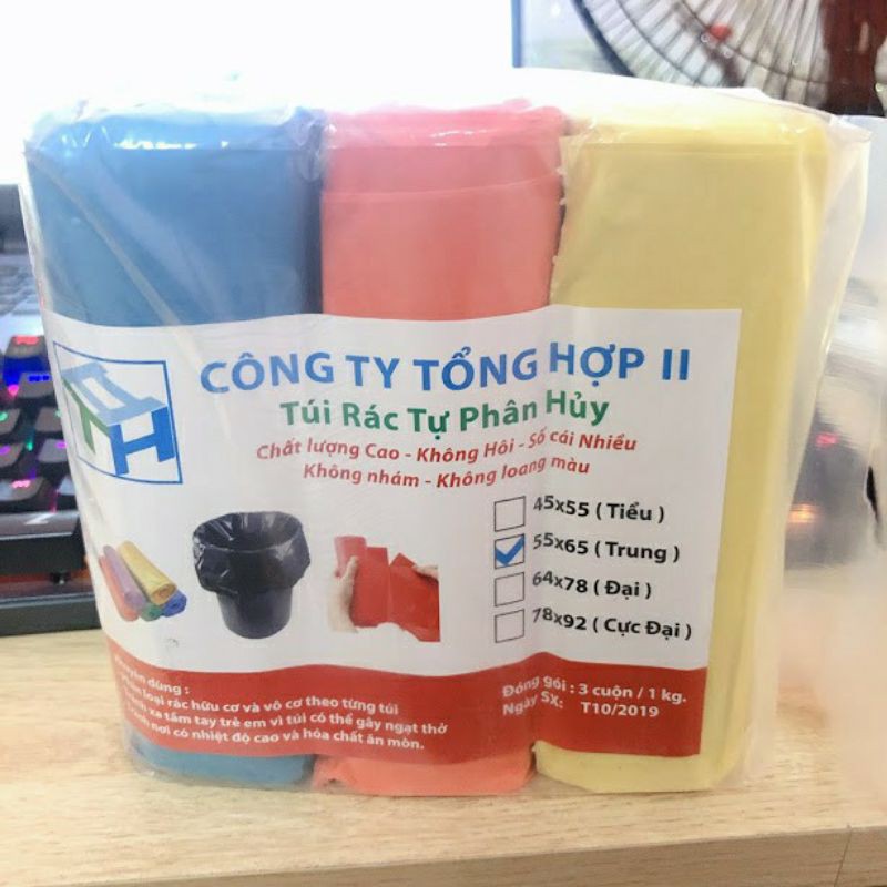 Combo 3 cuộn túi rác 1kg nhiều size