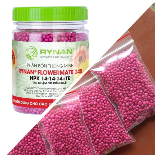 Phân Bón RYNAN 240 (150g), Phân Tan Chậm Thông Minh NPK 14-14-14+TE dùng cho hoa lan, cây