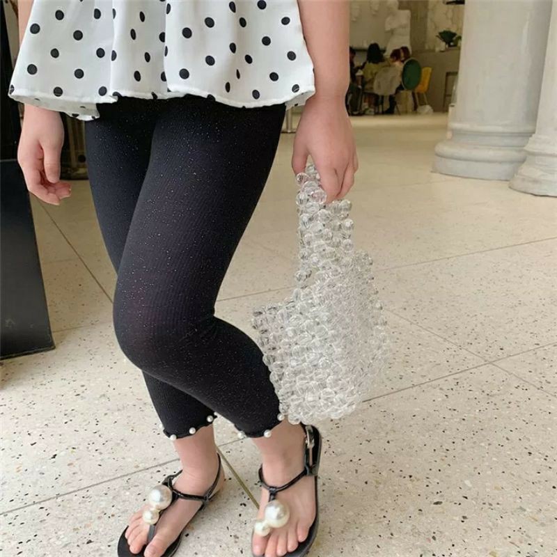 [RẺ VÔ ĐỊCH] Quần legging thun ôm chất mềm cực đẹp đính ngọc điệu đà cho bé gái