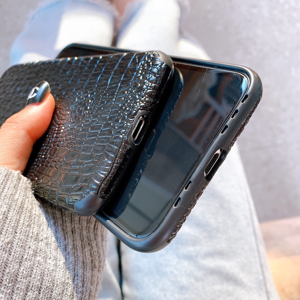 ỐP LƯNG DA IMD DÀNH CHO IPHONE VÂN NỔI CROCODILE BLACK - N123