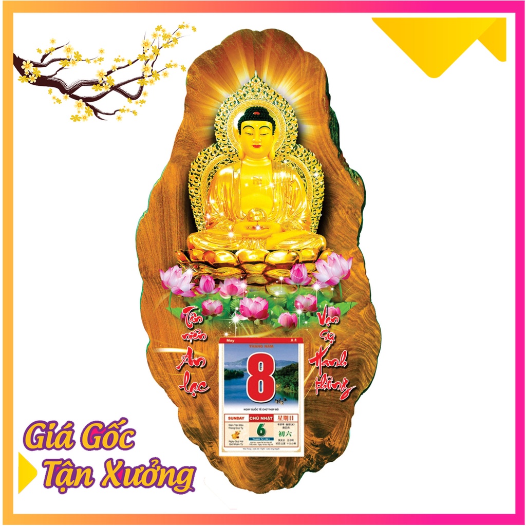 Lịch Gỗ Quan Âm Bồ Tát, Phật Thích Ca, Phật Tổ Ngồi Thiền, Hình Phật 3D Đẹp Xuân Giáp Thìn 2024