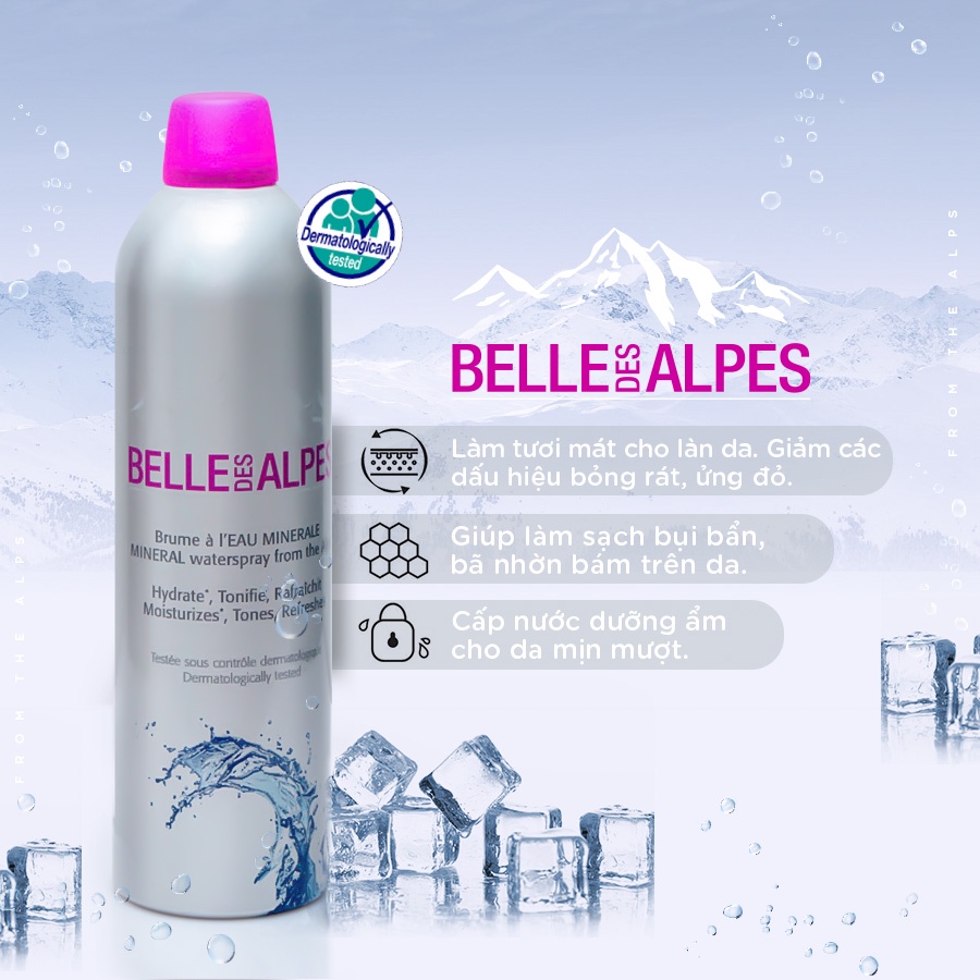 Xịt khoáng Belle Des Alpes Mineral Waterspray 3 size 75, 150, 400ml