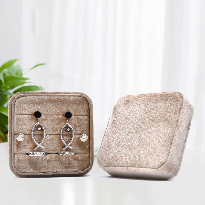 Flgo Hộp Đựng Trang Sức Cưới Hình Vuông Bằng Nhung Đính Kim Cương Giả Dành Cho Bạn Nữ