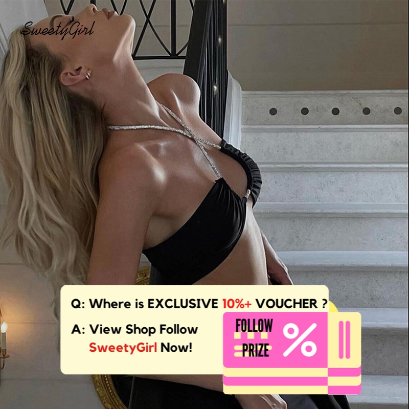 Bộ Áo Không Tay Hở Vai + Quần Lưng Thấp Màu Trơn Thời Trang 2022 Dành Cho Nữ