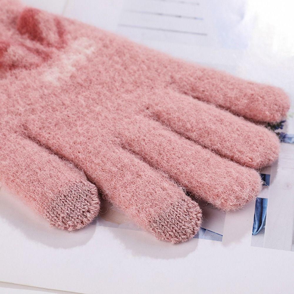 Găng Tay Nylon Giữ Ấm Cảm Ứng Màn Hình Đơn Giản Thời Trang Nữ