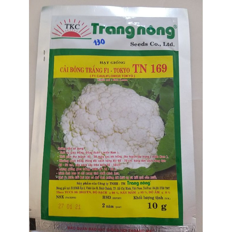 Hạt giống cải bông trắng F1- tokyo TN 169 Trang Nông gói 10g