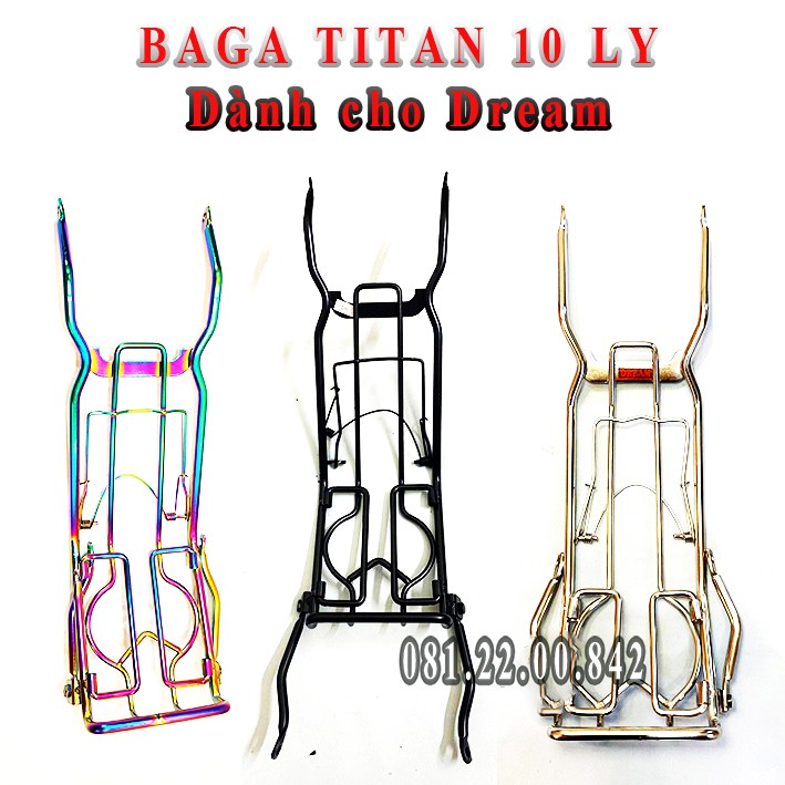 BAGA GIỮA TITAN 7 MÀU, INOX, ĐEN TĨNH ĐIỆN  XE DREAM