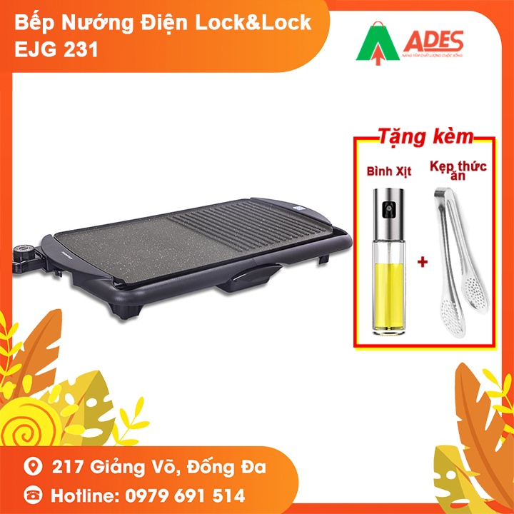 [Mã 154ELSALE2 giảm 7% đơn 300K] Bếp Nướng Điện Lock&amp;Lock Electric Grill EJG231 (2000W)