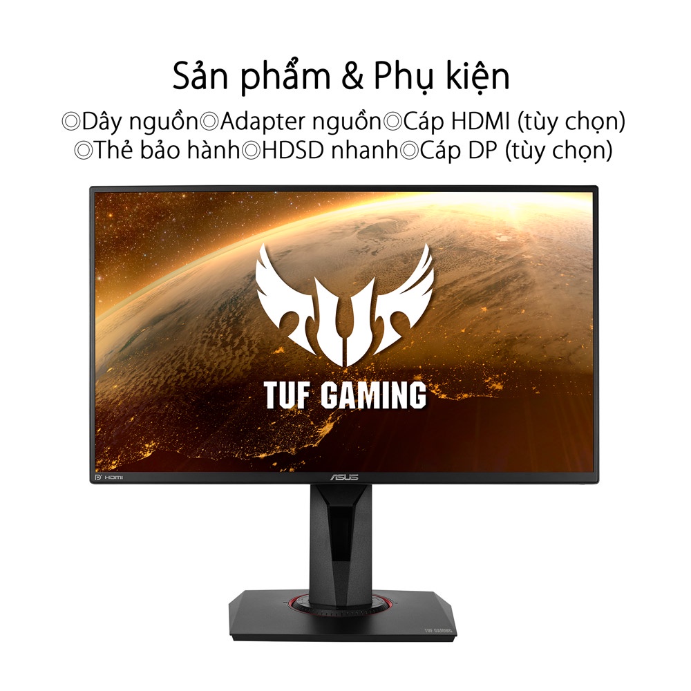 Màn hình Asus VG259QR (24.5inch/FHD/IPS/165Hz/1ms/300nits/HDMI+DP+Audio/Gsync) - Hàng Chính Hãng