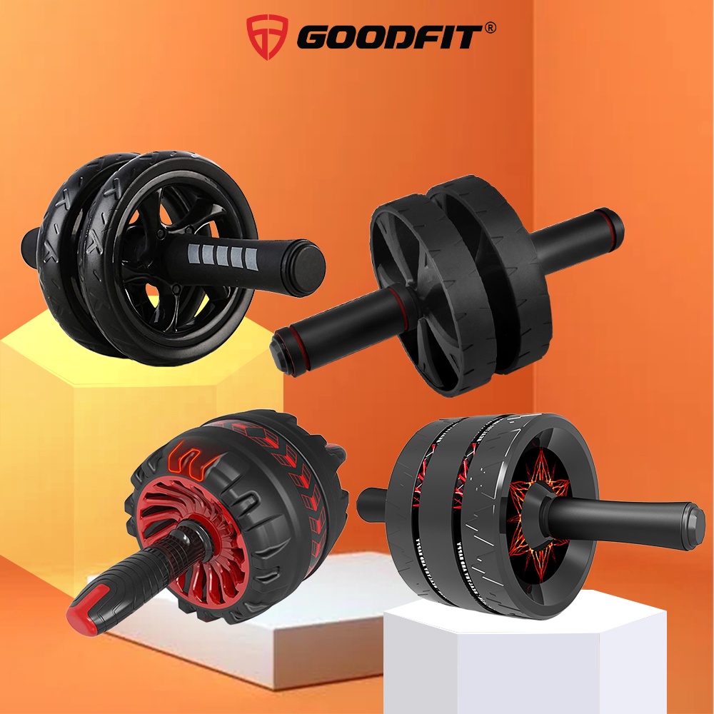 Con lăn tập bụng GoodFit chịu tải 200kg tập thể dục tại nhà + tặng kèm đệm lót đầu gối